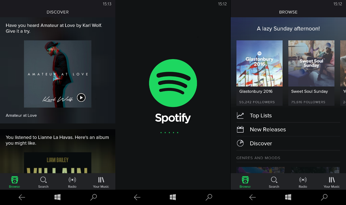 Spotify on microsoft app store
