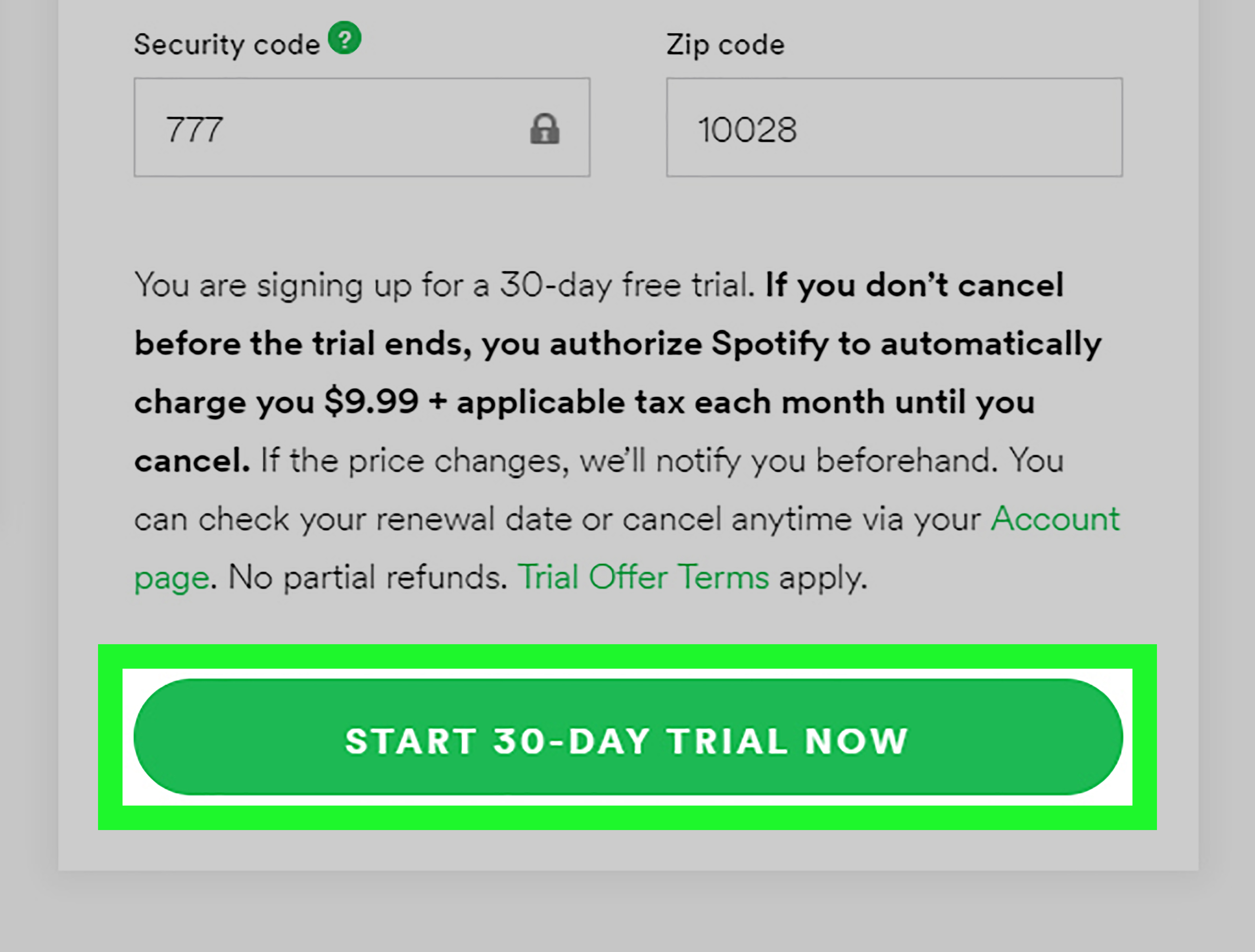 Free trial spotify premium